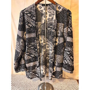 Mandy Evans Vintage Liquid Knit Cardigan Paisley Black White Size M Vintage